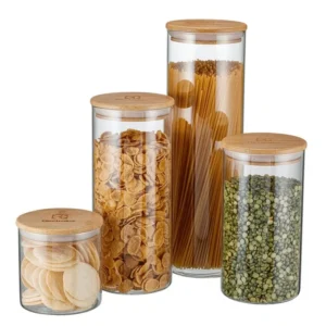 Potes Herméticos Electrolux de Vidro com Tampa de Bambu - 4 Unidades