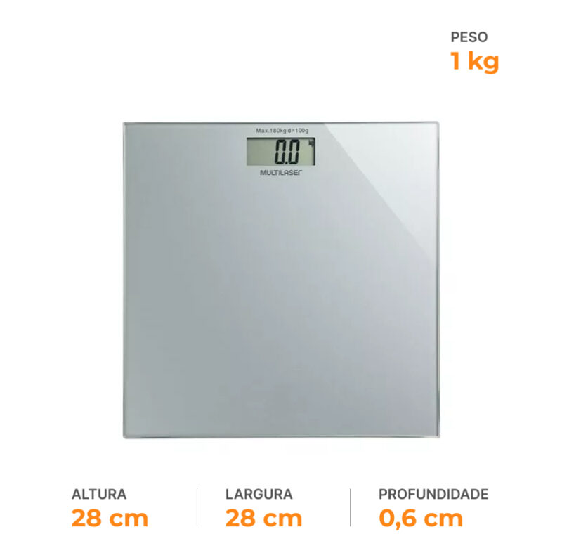 Balança Digital Corporal Multilaser até 180kg Cor Prata - Imagem 3