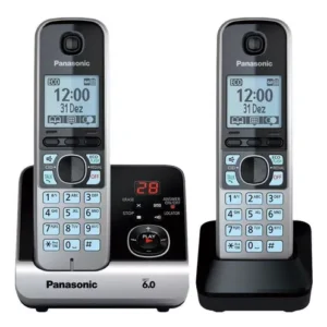 Telefone Sem Fio Panasonic KX-TG6722LBB Com Base + 1 Ramal Preto/Prata Bivolt