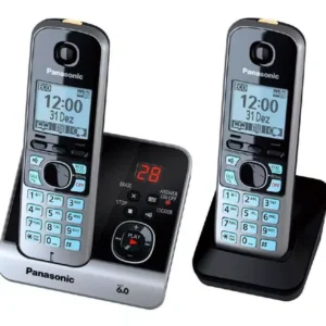 Telefone Sem Fio Panasonic KX-TG6722LBB Com Base + 1 Ramal Preto/Prata Bivolt